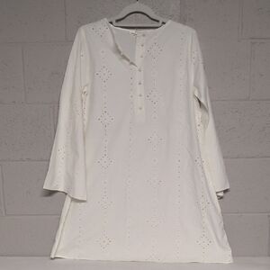 ZARAHome Women's Off-White Eyelet Cotton Tunic Dress, XS, NWOT, Cottagecore